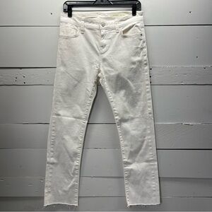 Anthropologie Pilcro Mid Rise White Raw Hem Denim Size 28